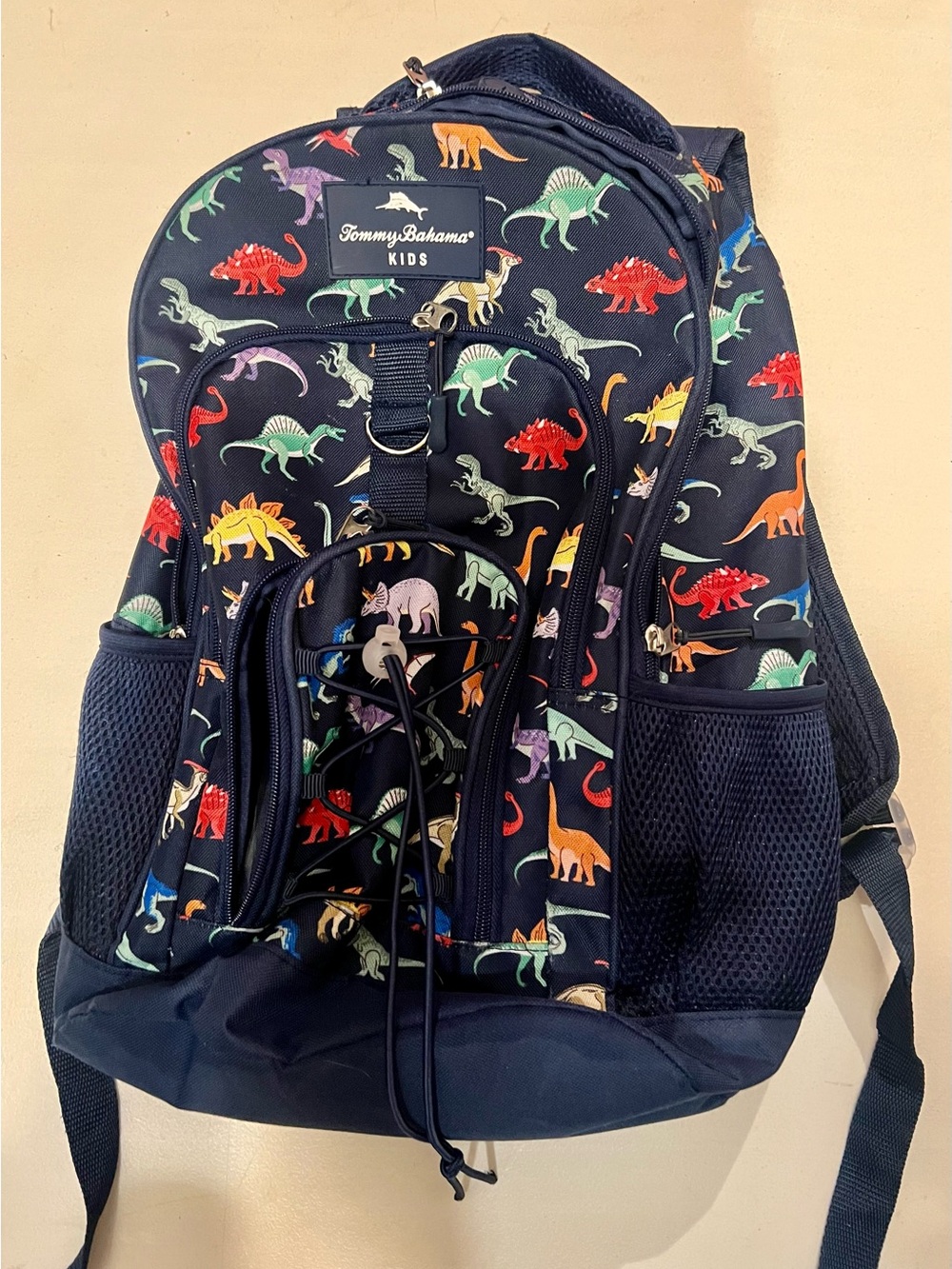 Tommy Bahama Kids Navy Backpack with Multicolor Dinosaurs